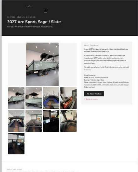 EV Marine: Arc Sport boat page page